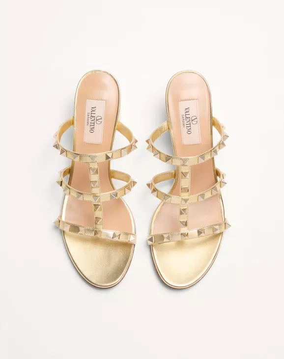 Valentino Rockstud Slide Sandal In Laminated Nappa 60Mm - Image 2